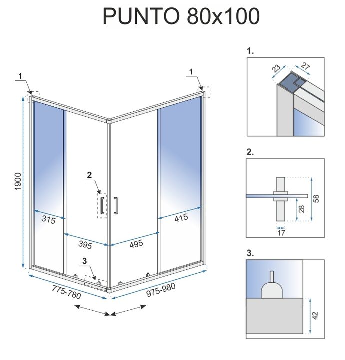 DUŠO KABINA „REA PUNTO" JUODA