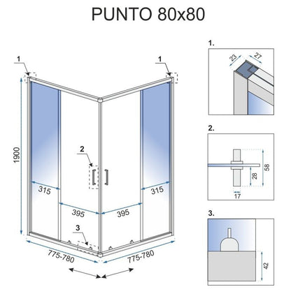 DUŠO KABINA „REA PUNTO“ CHROMO