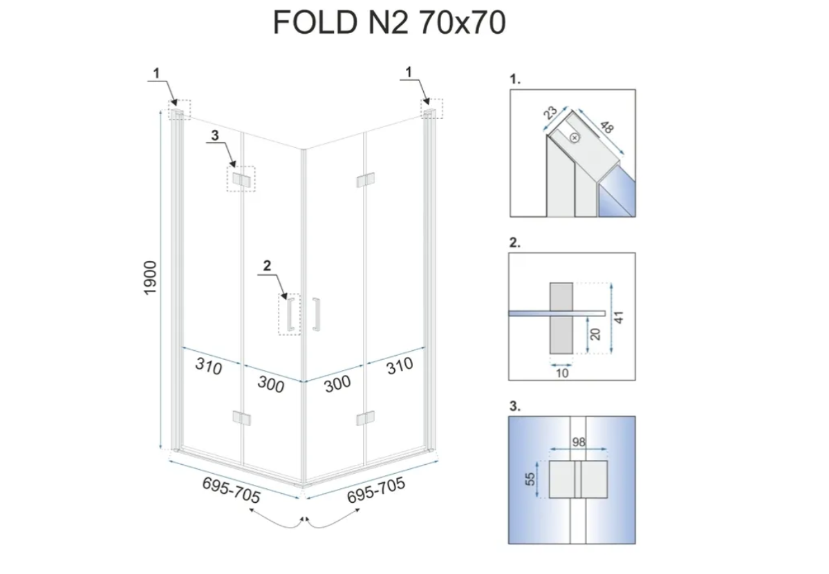 DUŠO KABINA „REA FOLD N2“ CHROMO