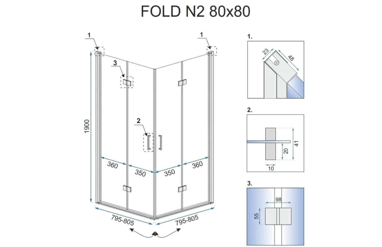 DUŠO KABINA „REA FOLD N2“ CHROMO