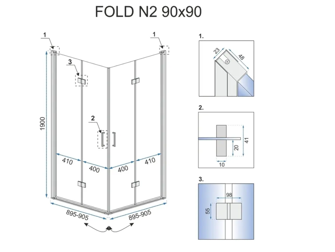 DUŠO KABINA „REA FOLD N2“ CHROMO