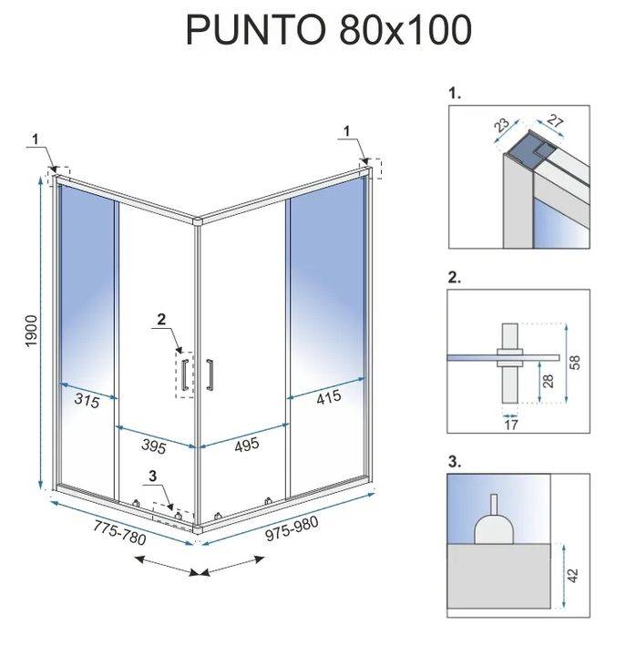 DUŠO KABINA „REA PUNTO“ CHROMO